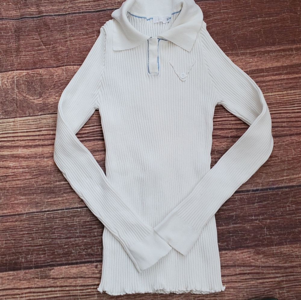 Luna Mae white ribbed long sleeve top sz XL